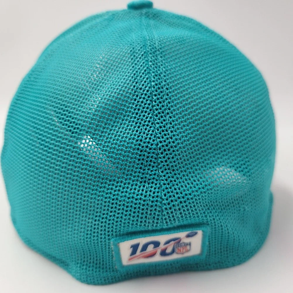 Miami Dolphins Hat Fitted M-L Mesh New Era 39Thirty‎ Aqua White NFL Football Men